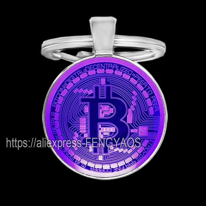 Fashion Bitcoin Keychains House Metal Pendant Classic Men's Women's Keyring Key Holder for Keys