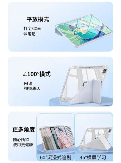 Suitable for 26Ipad12Th Generation Protective Case 3+Y Type Air8/7 Acrylic 10.5 Anti-Bending Pen Slot 11Th Generation Case Back Card
