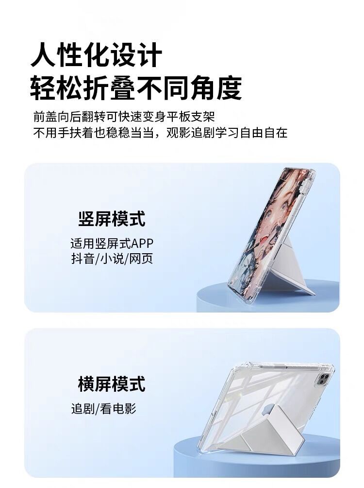 Suitable for 26Ipad12Th Generation Protective Case 3+Y Type Air8/7 Acrylic 10.5 Anti-Bending Pen Slot 11Th Generation Case Back Card