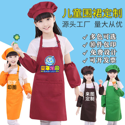 Children's apron painting clothes kindergarten painting art waterproof overcoat logo printing children's baking apron