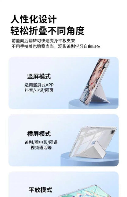 Suitable for 26Ipad12Th Generation Protective Case 3+Y Type Air8/7 Acrylic 10.5 Anti-Bending Pen Slot 11Th Generation Case Back Card