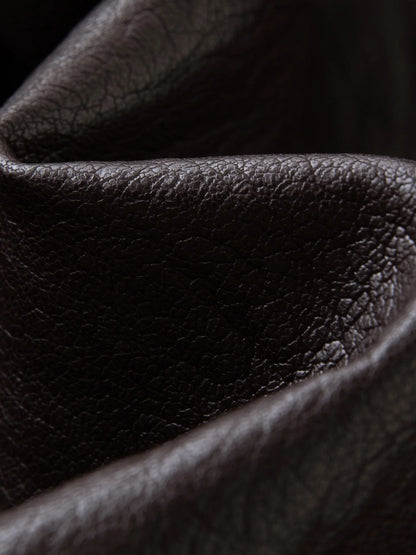 DUSHU Plus Size Women's [COCO MOUSSE] Protein Leather Stand-Up Collar Long Overcoat 2025 Autumn Stylish Leather Jacket