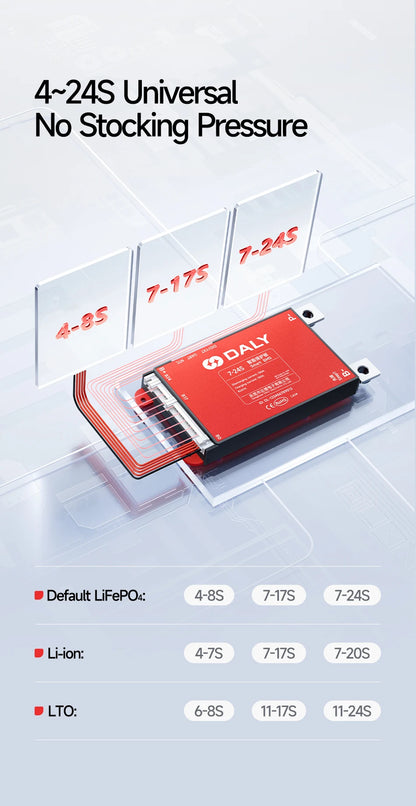 Daly Smart BMS 4S 6S 8S 12S 13S 14S 16S 17S 20S 24S Bluetooth UART BMS 30A 40A 60A 80A 100A 150A 200A Lifepo4 Li-Ion LTO Battery