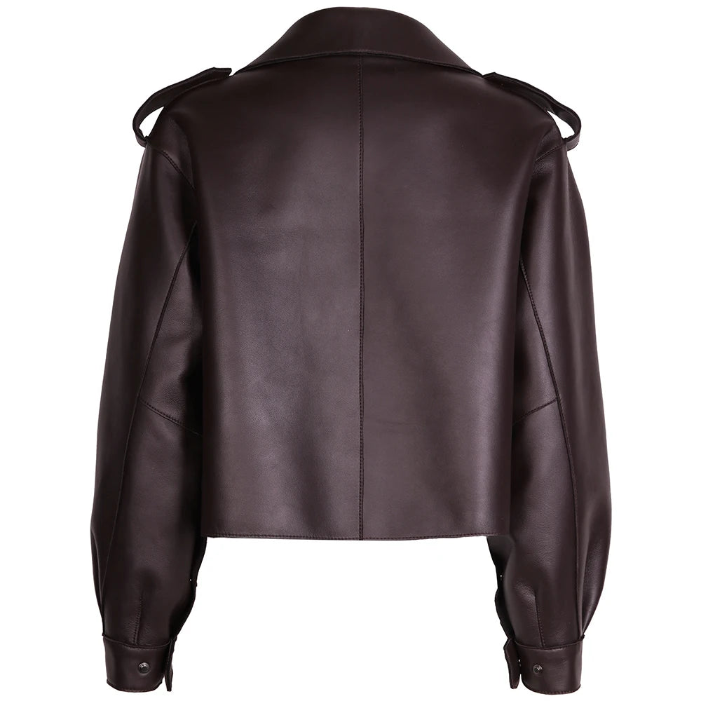 YOLOAgain 2025 Spring Loose Oversized Real Leather Jacket Women Streetwear