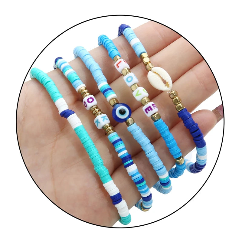 10 Grid Beads Craft Kit (Polymer Clay & Letters) | DIY Elastic Bracelet Set for Girls (Perfect Creative Gift Idea)