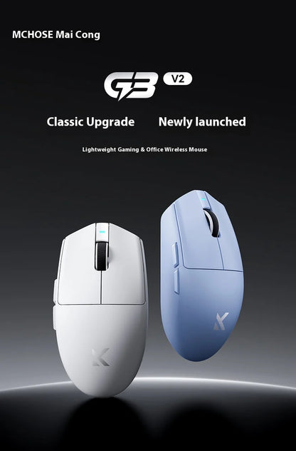 MCHOSE G3 V2 Wireless Mouse for Gaming and Office Use with Triple Mode Connectivity (Bluetooth/Wired/2.4G) and 3311 Sensor
