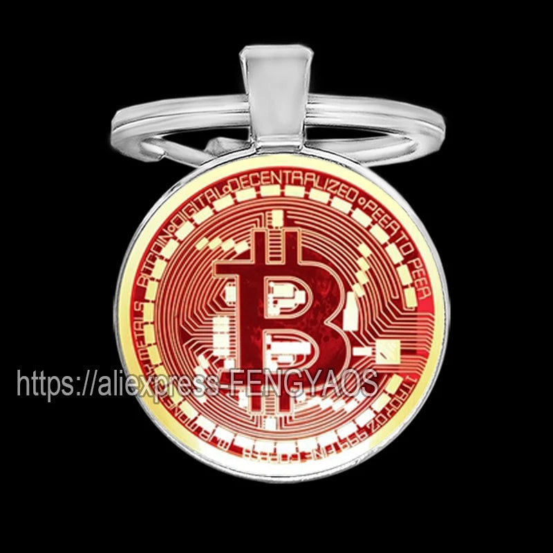 Fashion Bitcoin Keychains House Metal Pendant Classic Men's Women's Keyring Key Holder for Keys