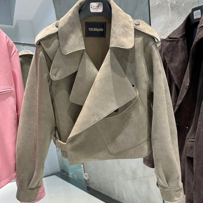 YOLOAgain 2025 Spring Loose Oversized Real Leather Jacket Women Streetwear