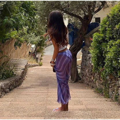 Collared Button Women's Front Sheer Vertical Stripe Two Piece Set Long Cuff Shirt High Waist Flared Wide Leg Long Pants 2026 New