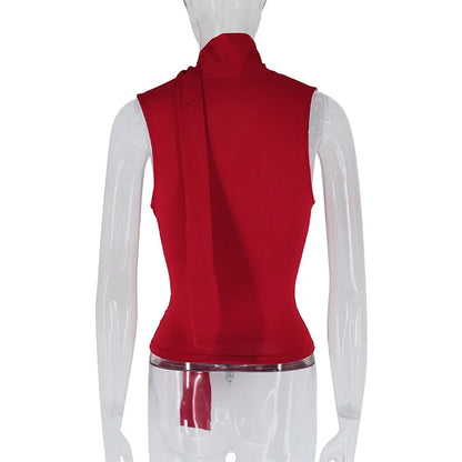 Women's Sexy Sleeveless V-Neck Solid Tank Top Fashion Bandage Streetwear Casual Slim Fit Elegant Knitted Summer Lady's Clothing