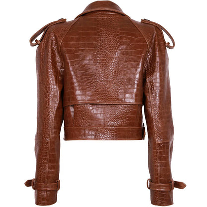 YOLOAgain Long Sleeve Dark Brown Suede Jacket Women Real Leather Jacket