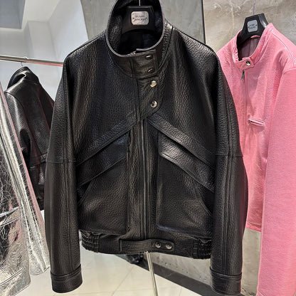 YOLOAgain Chocolate Brown Suede Jacket Women Real Leather Jacket Female
