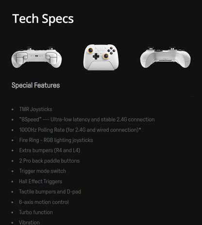 8BitDo Ultimate 2 Wireless Controller Gamepad With 8Speed Exclusive Technology TMR RGB Lighting Joysticks for PC Android