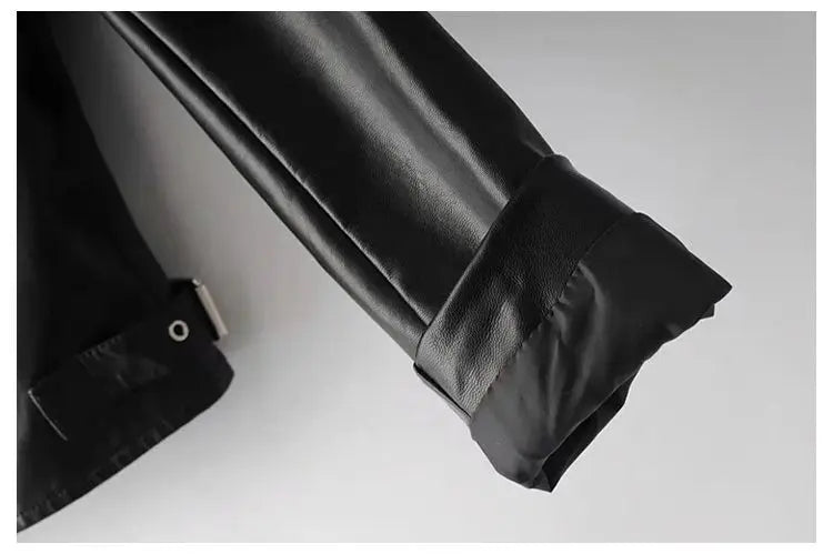 Black Short Leather Jacket 2026 Autumn New Women's Versatile Fashion Metal Circles Slim PU Leather Jackets Motorcycle tops