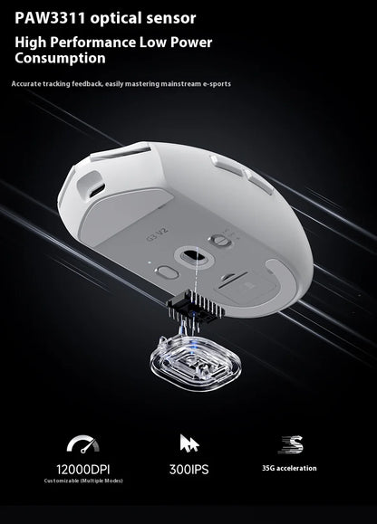 MCHOSE G3 V2 Wireless Mouse for Gaming and Office Use with Triple Mode Connectivity (Bluetooth/Wired/2.4G) and 3311 Sensor