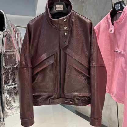 YOLOAgain Chocolate Brown Suede Jacket Women Real Leather Jacket Female