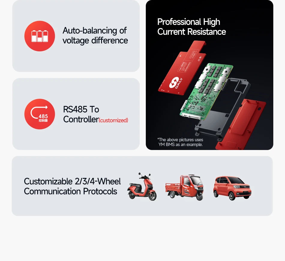 Daly Smart BMS 4S 6S 8S 12S 13S 14S 16S 17S 20S 24S Bluetooth UART BMS 30A 40A 60A 80A 100A 150A 200A Lifepo4 Li-Ion LTO Battery