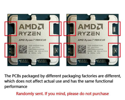 AMD Ryzen 7 9800X3D 8-Core 16-Thread L3=96M 4.7GHz 120W DDR5 Socket AM5 4NM R7 9800X3D Gaming Processor but No Fan