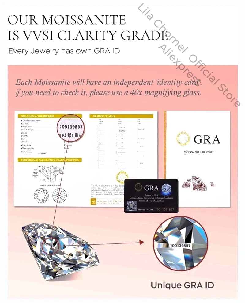 Daughter Birthday 18K White Gold Girl Friend Valentine's Day 0.6CT Moissanite Diamond Women Wedding PT950 Christmas Gift Jewelry