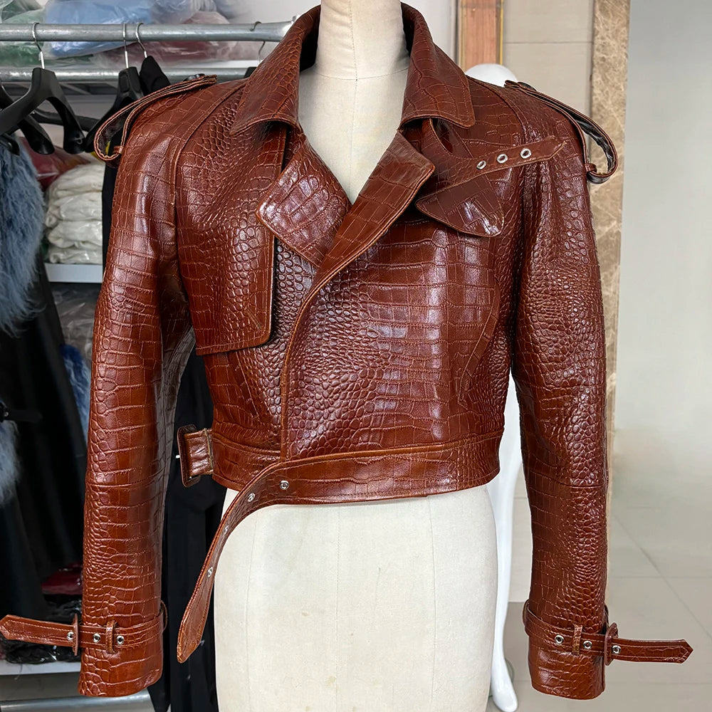YOLOAgain Long Sleeve Dark Brown Suede Jacket Women Real Leather Jacket