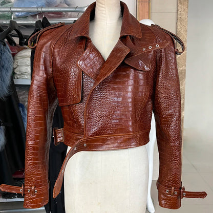 YOLOAgain Long Sleeve Dark Brown Suede Jacket Women Real Leather Jacket