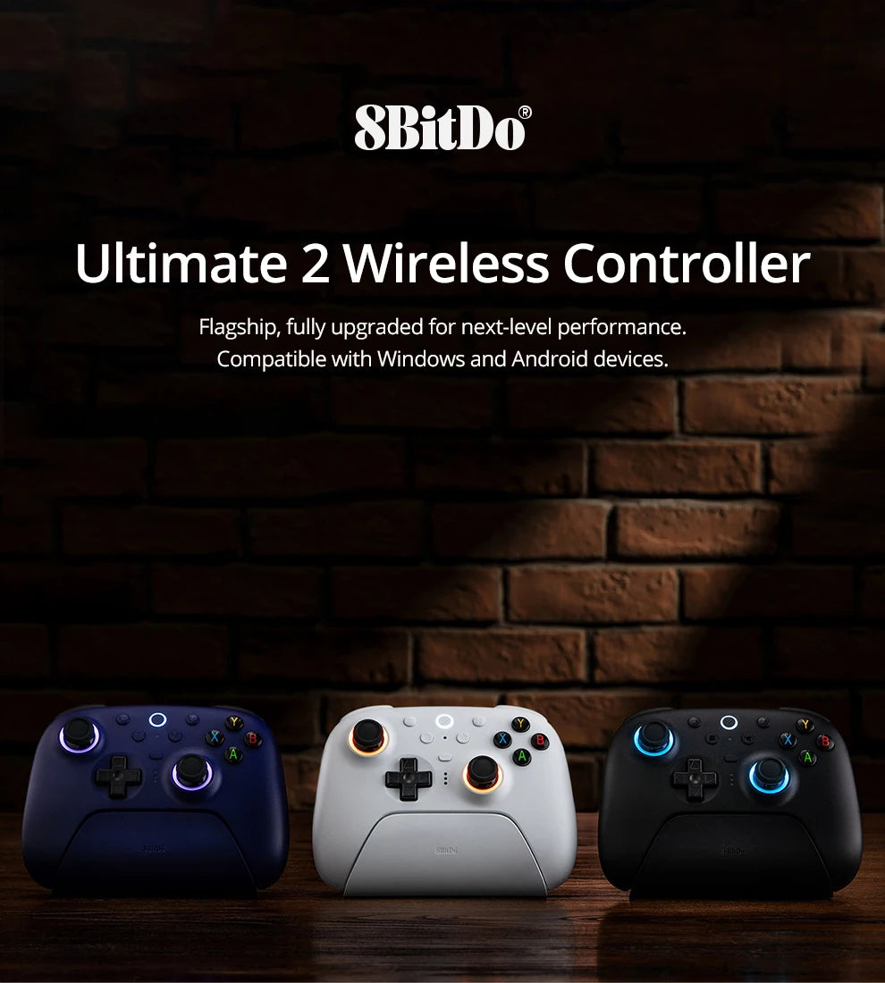 8BitDo Ultimate 2 Wireless Controller Gamepad With 8Speed Exclusive Technology TMR RGB Lighting Joysticks for PC Android