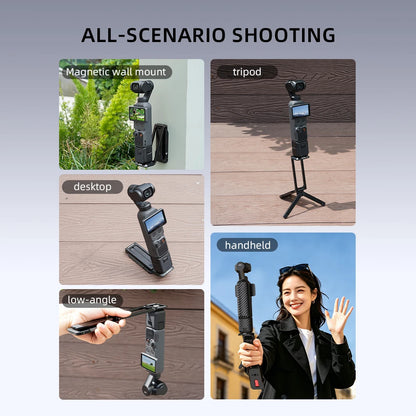 BRDRC Magnetic Quick Release Tripod for DJI Pocket 4/Pocket 3 Foldable Metal  Photography Tripod with Hidden Hook for Travel