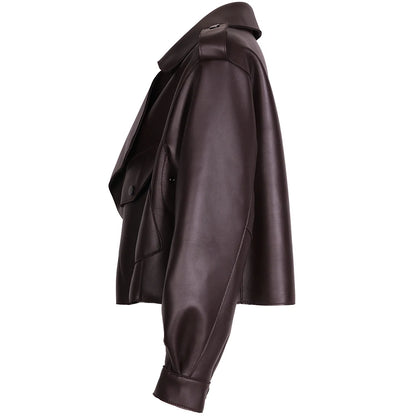YOLOAgain 2025 Spring Loose Oversized Real Leather Jacket Women Streetwear