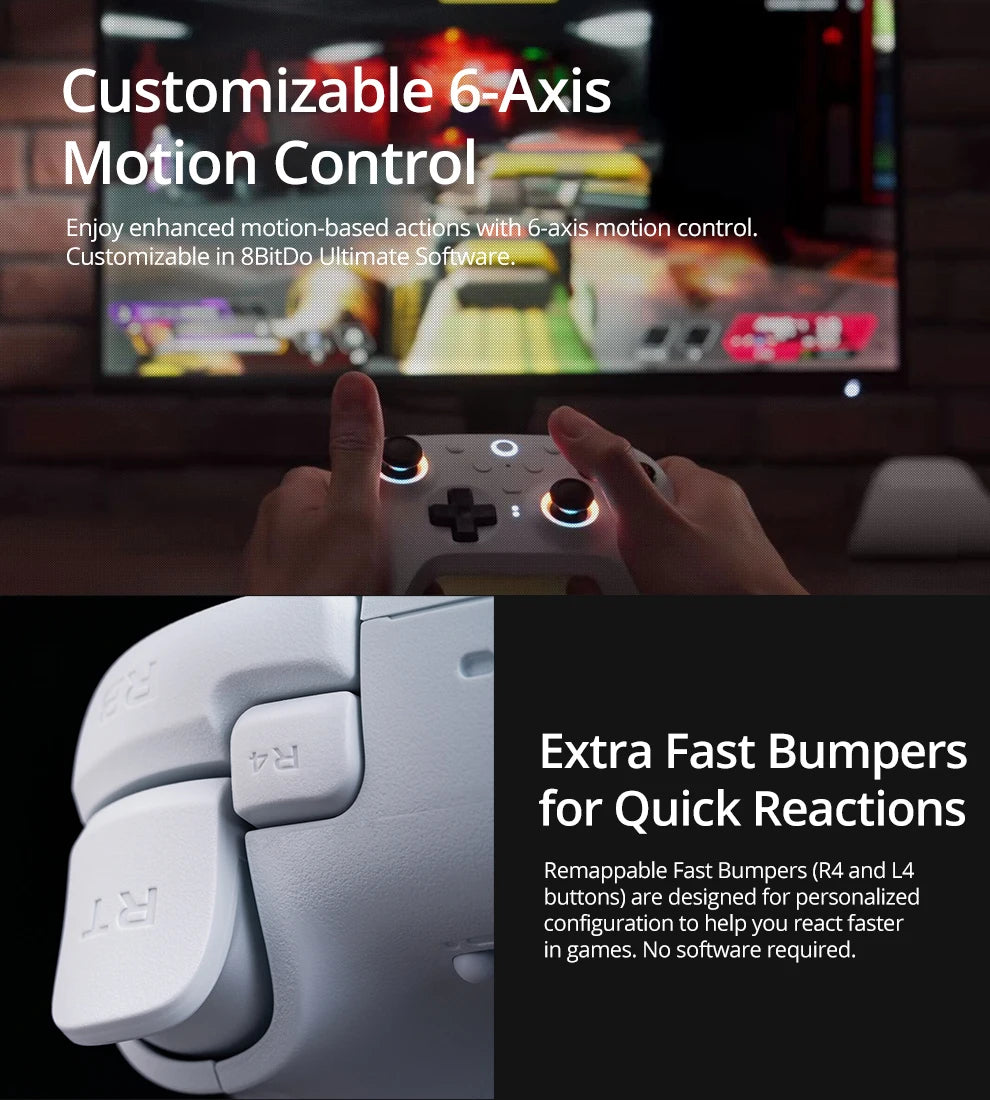 8BitDo Ultimate 2 Wireless Controller Gamepad With 8Speed Exclusive Technology TMR RGB Lighting Joysticks for PC Android