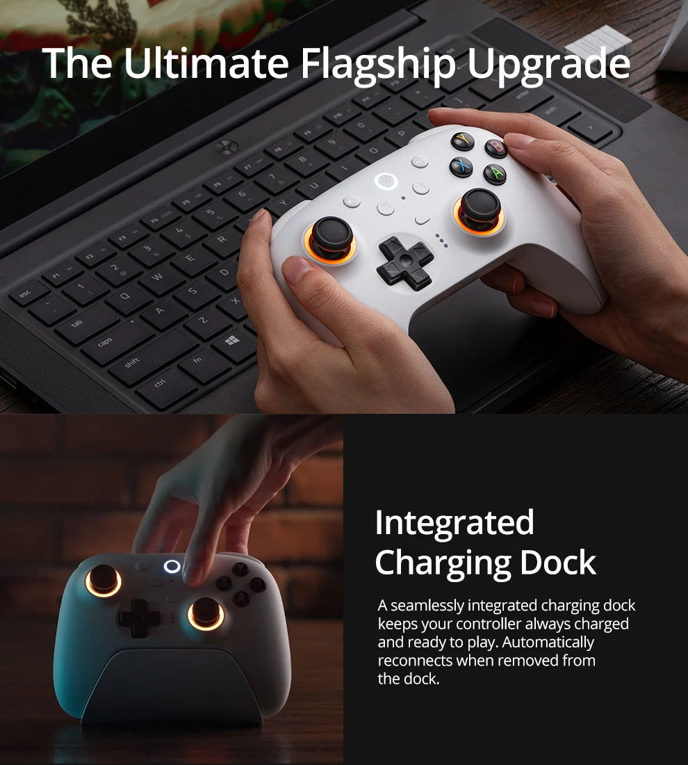 8BitDo Ultimate 2 Wireless Controller Gamepad With 8Speed Exclusive Technology TMR RGB Lighting Joysticks for PC Android