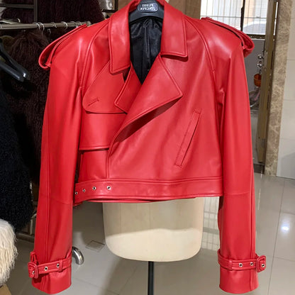 YOLOAgain Long Sleeve Dark Brown Suede Jacket Women Real Leather Jacket