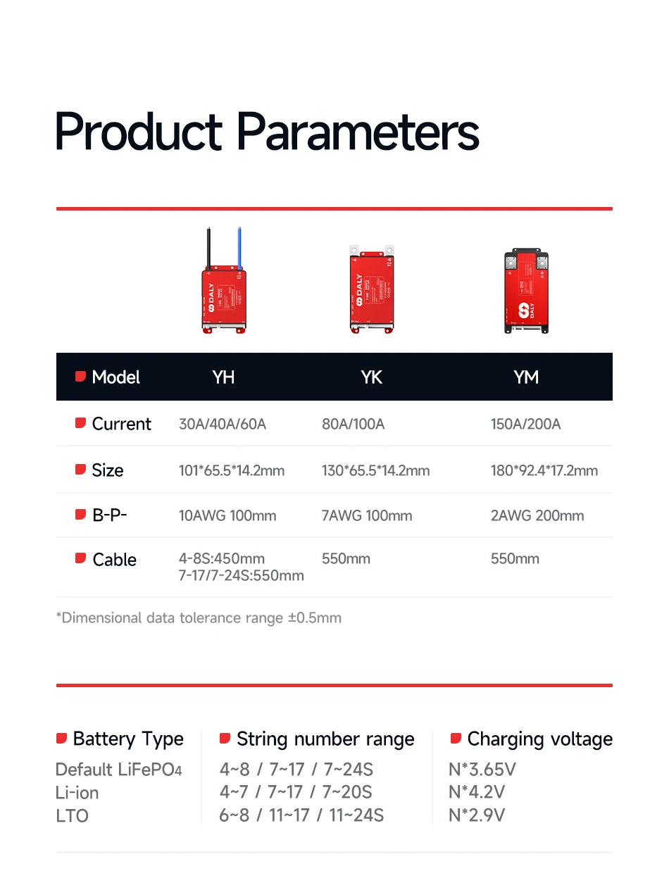 Daly Smart BMS 4S 6S 8S 12S 13S 14S 16S 17S 20S 24S Bluetooth UART BMS 30A 40A 60A 80A 100A 150A 200A Lifepo4 Li-Ion LTO Battery