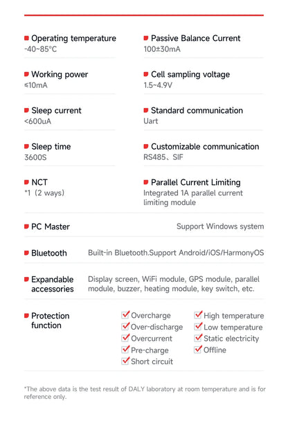 Daly Smart BMS 4S 6S 8S 12S 13S 14S 16S 17S 20S 24S Bluetooth UART BMS 30A 40A 60A 80A 100A 150A 200A Lifepo4 Li-Ion LTO Battery