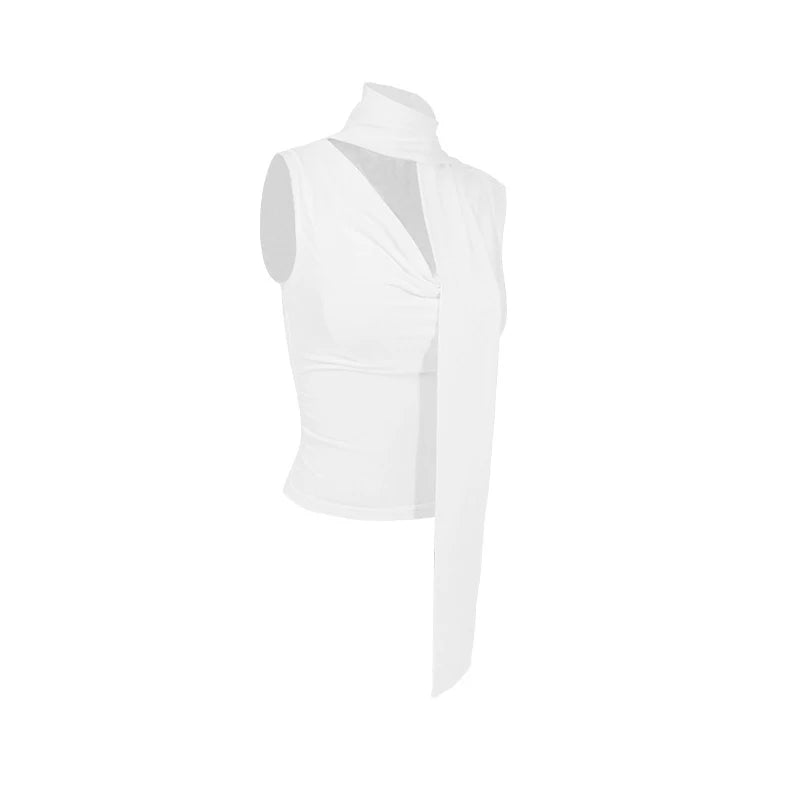 Women's Sexy Sleeveless V-Neck Solid Tank Top Fashion Bandage Streetwear Casual Slim Fit Elegant Knitted Summer Lady's Clothing