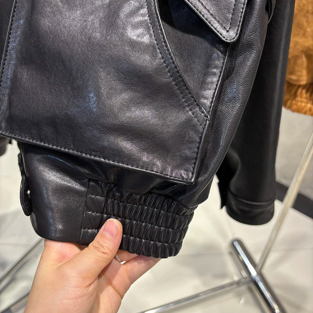 YOLOAgain Chocolate Brown Suede Jacket Women Real Leather Jacket Female