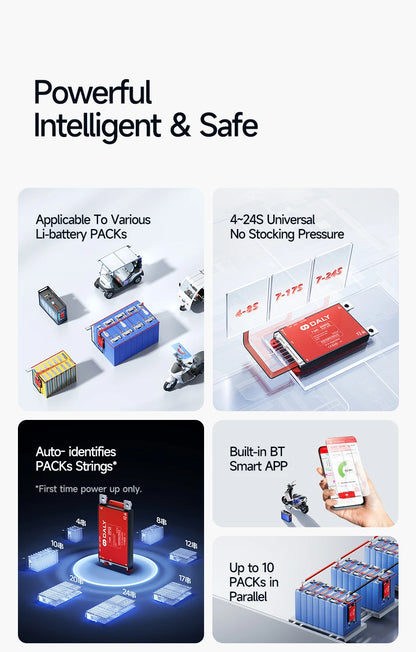 Daly Smart BMS 4S 6S 8S 12S 13S 14S 16S 17S 20S 24S Bluetooth UART BMS 30A 40A 60A 80A 100A 150A 200A Lifepo4 Li-Ion LTO Battery