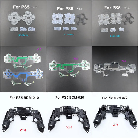 1set For PS5 V1 V2 V3 BDM-010/020/030 Controller Gamepad Middle Frame Bracket Conductive Film & Button Conductive Rubber Pad