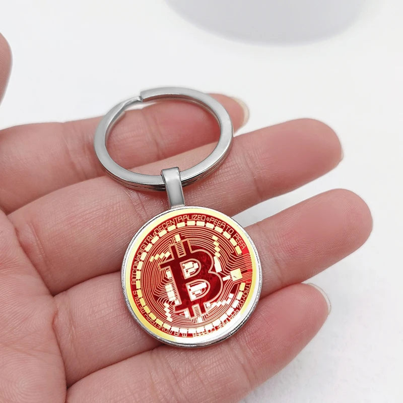 Fashion Bitcoin Keychains House Metal Pendant Classic Men's Women's Keyring Key Holder for Keys