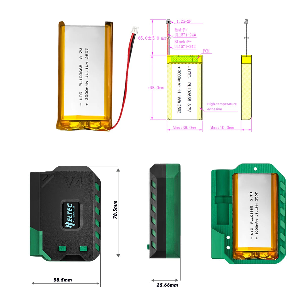 Meshtastic Heltec LoRa 32 V4 ESP32-S3 SX1262 GPS Solar Node 3000mAh Battery Kit 915/868MHz Wireless Tracker