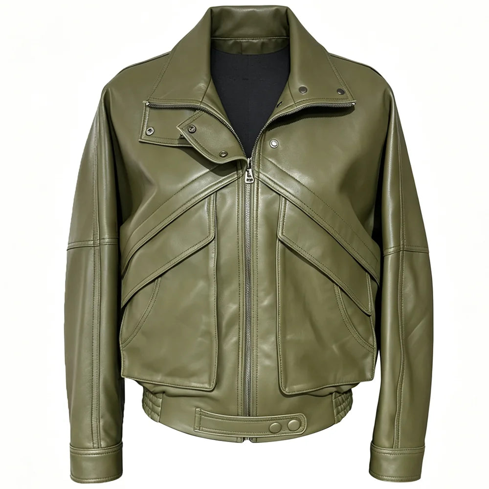 YOLOAgain Chocolate Brown Suede Jacket Women Real Leather Jacket Female