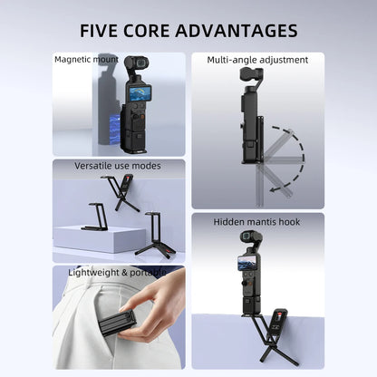 BRDRC Magnetic Quick Release Tripod for DJI Pocket 4/Pocket 3 Foldable Metal  Photography Tripod with Hidden Hook for Travel