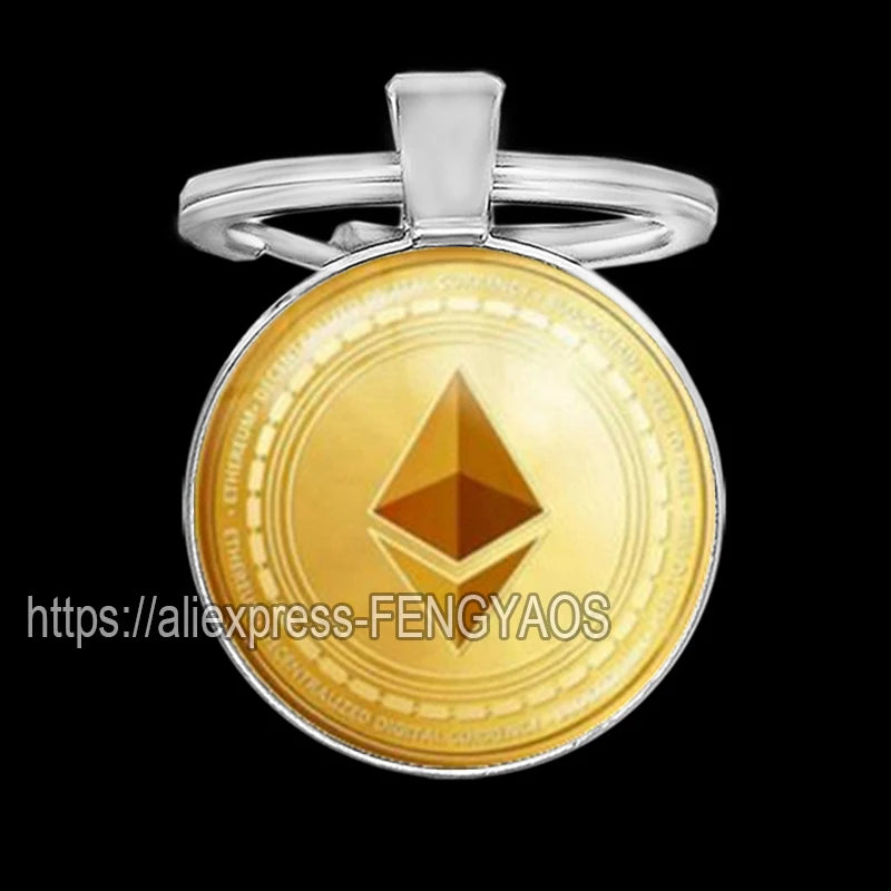 Fashion Bitcoin Keychains House Metal Pendant Classic Men's Women's Keyring Key Holder for Keys