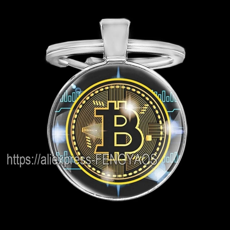 Fashion Bitcoin Keychains House Metal Pendant Classic Men's Women's Keyring Key Holder for Keys