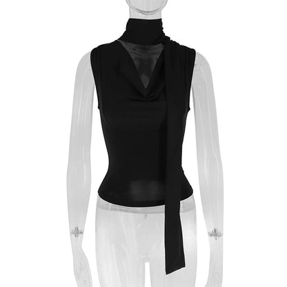 Women's Sexy Sleeveless V-Neck Solid Tank Top Fashion Bandage Streetwear Casual Slim Fit Elegant Knitted Summer Lady's Clothing