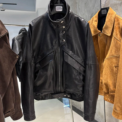 YOLOAgain Chocolate Brown Suede Jacket Women Real Leather Jacket Female