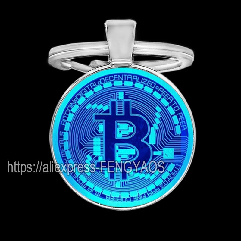 Fashion Bitcoin Keychains House Metal Pendant Classic Men's Women's Keyring Key Holder for Keys