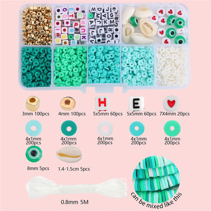 10 Grid Beads Craft Kit (Polymer Clay & Letters) | DIY Elastic Bracelet Set for Girls (Perfect Creative Gift Idea)