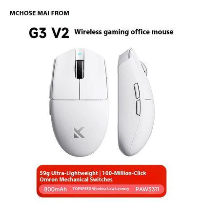 MCHOSE G3 V2 Wireless Mouse for Gaming and Office Use with Triple Mode Connectivity (Bluetooth/Wired/2.4G) and 3311 Sensor