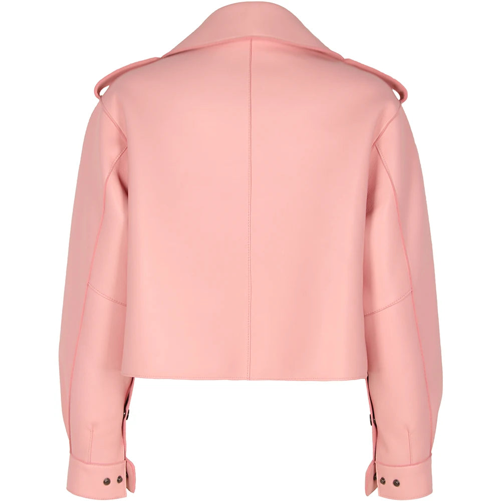 YOLOAgain 2025 Spring Loose Oversized Real Leather Jacket Women Streetwear