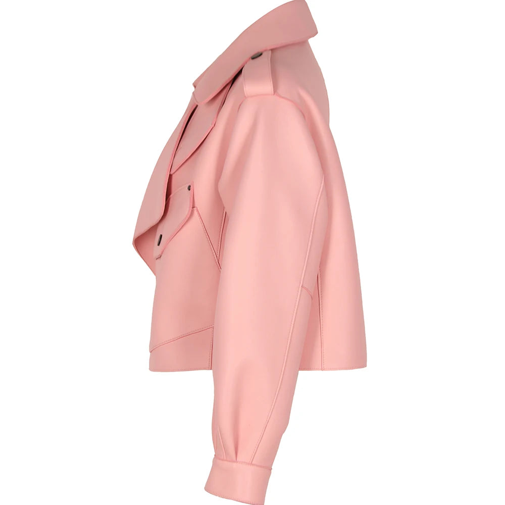 YOLOAgain 2025 Spring Loose Oversized Real Leather Jacket Women Streetwear